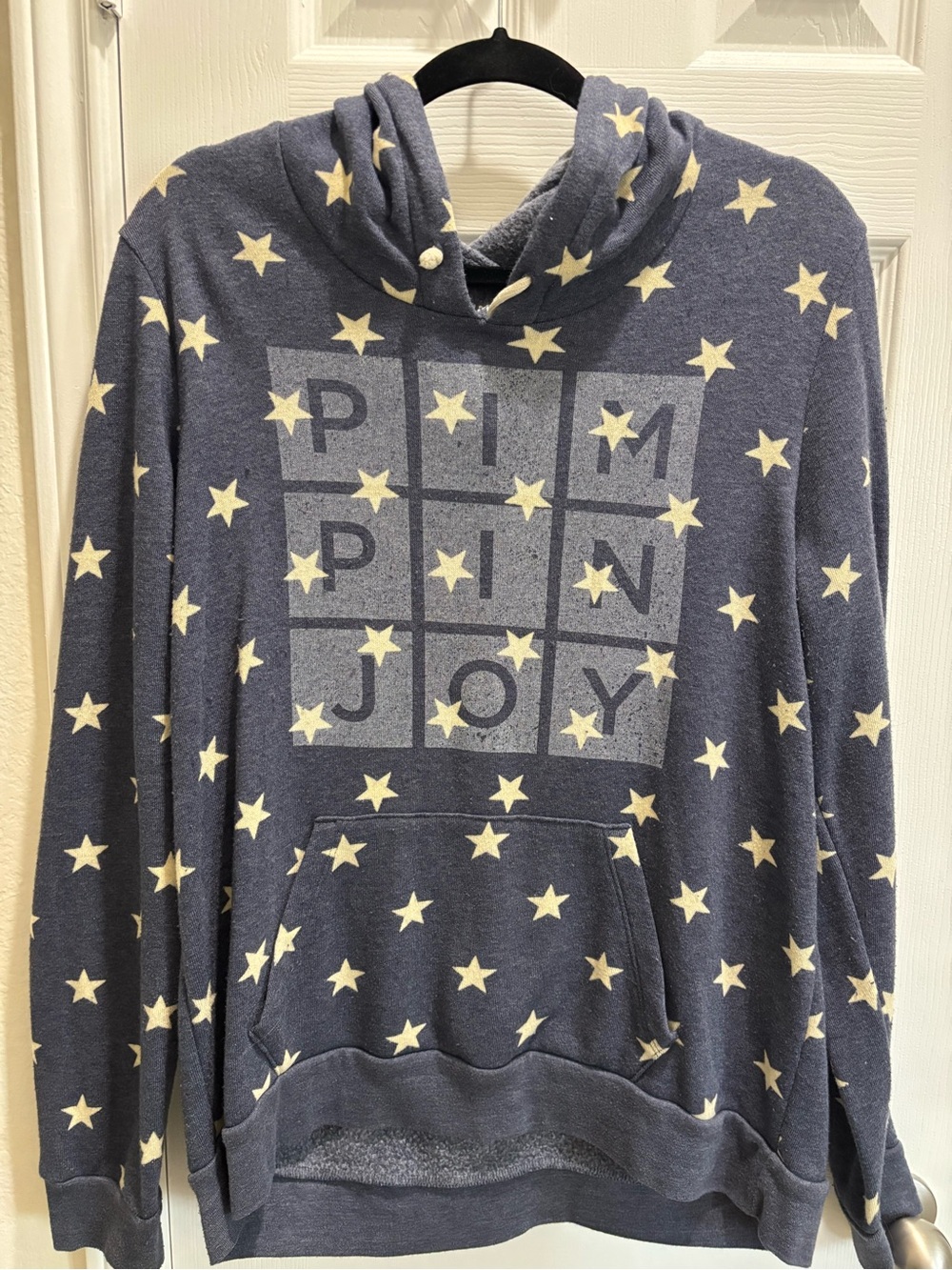 Pumpkin Joy  Star Hoodie - Navy with Cream Stars